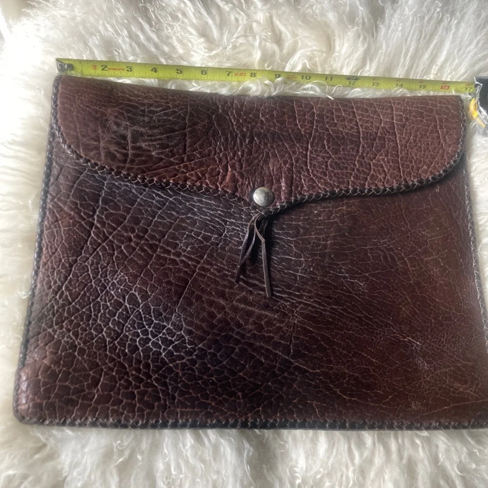 Vtg Native Handmade Leather Buffalo Nickel 70s portfolio laptop briefcase bag